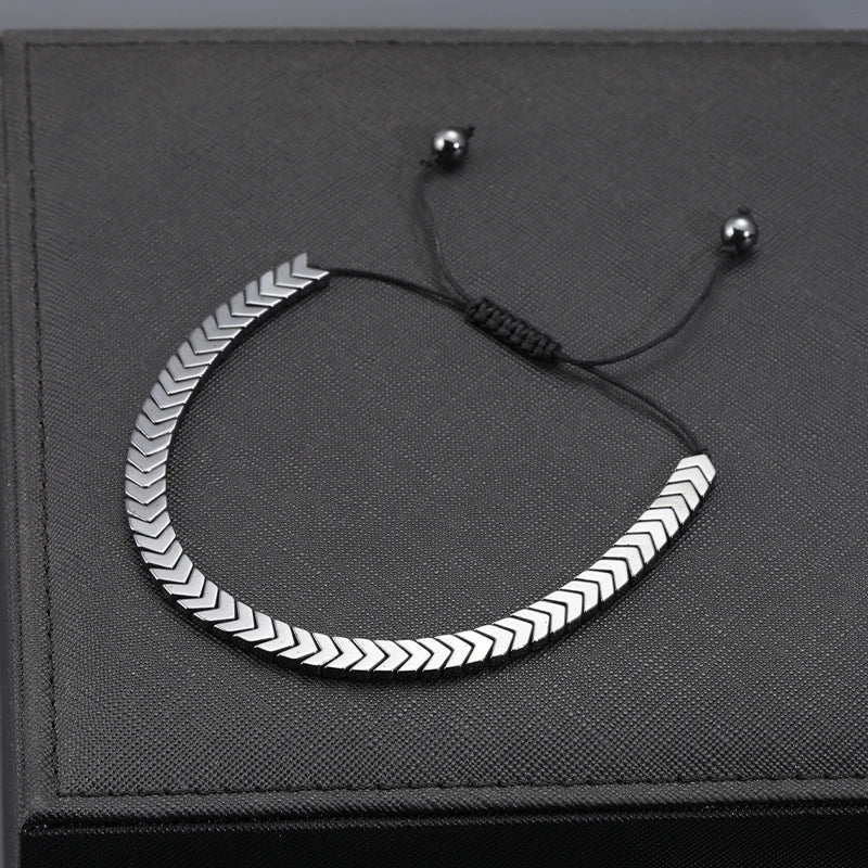 Hematite Arrow Shape Stone Beads Bracelets Weight Bangle for Women Men Fashion Health Care Unisex Jewelry