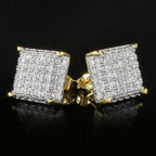 Iced Out Square Micro Pave CZ Stud Earrings for Men & Women
