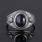 Silver Vintage Ring Oval 8x10MM Natural Tiger's Eye Stone Ring for Men Women Gift Luxury Rhodochrosite Jewelry