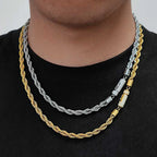 Iced Out Rope Chain Necklace Stainless Steel 6MM