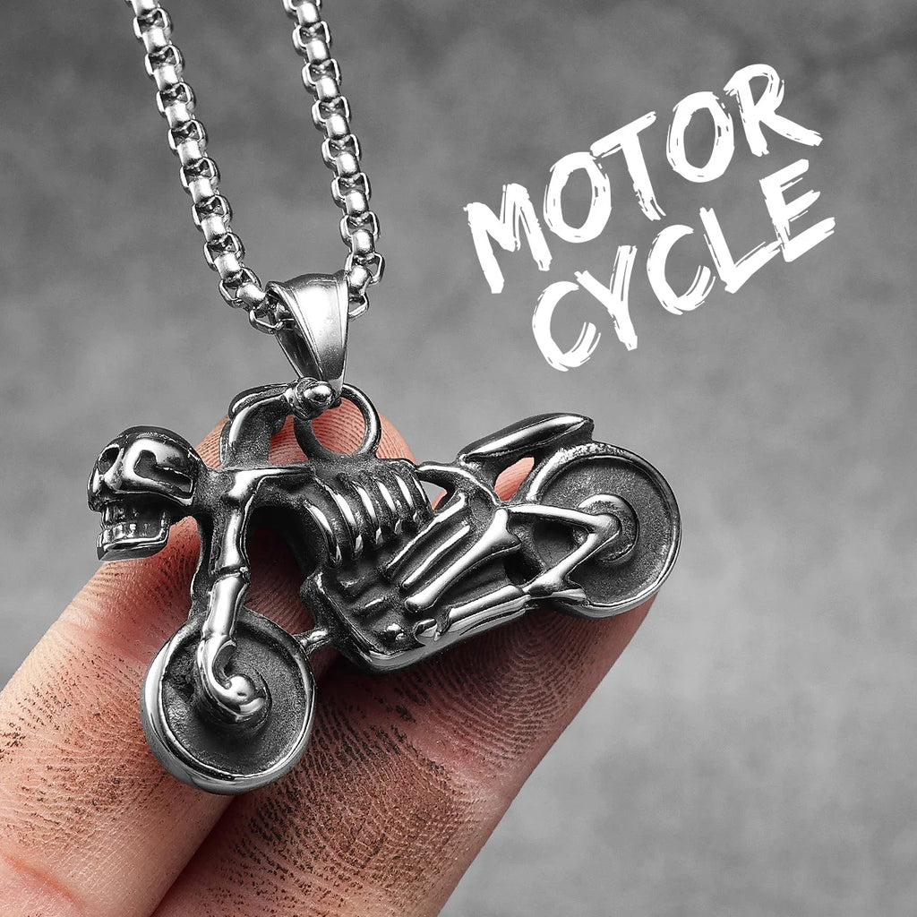 Rider Motorcycle Series Men Necklace Stainless Steel Pendant Chain New in Punk Rock For Women Fashion Jewelry Gifts