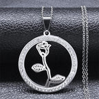 Iced Out Tree of Life Silver Necklace — Stainless Steel