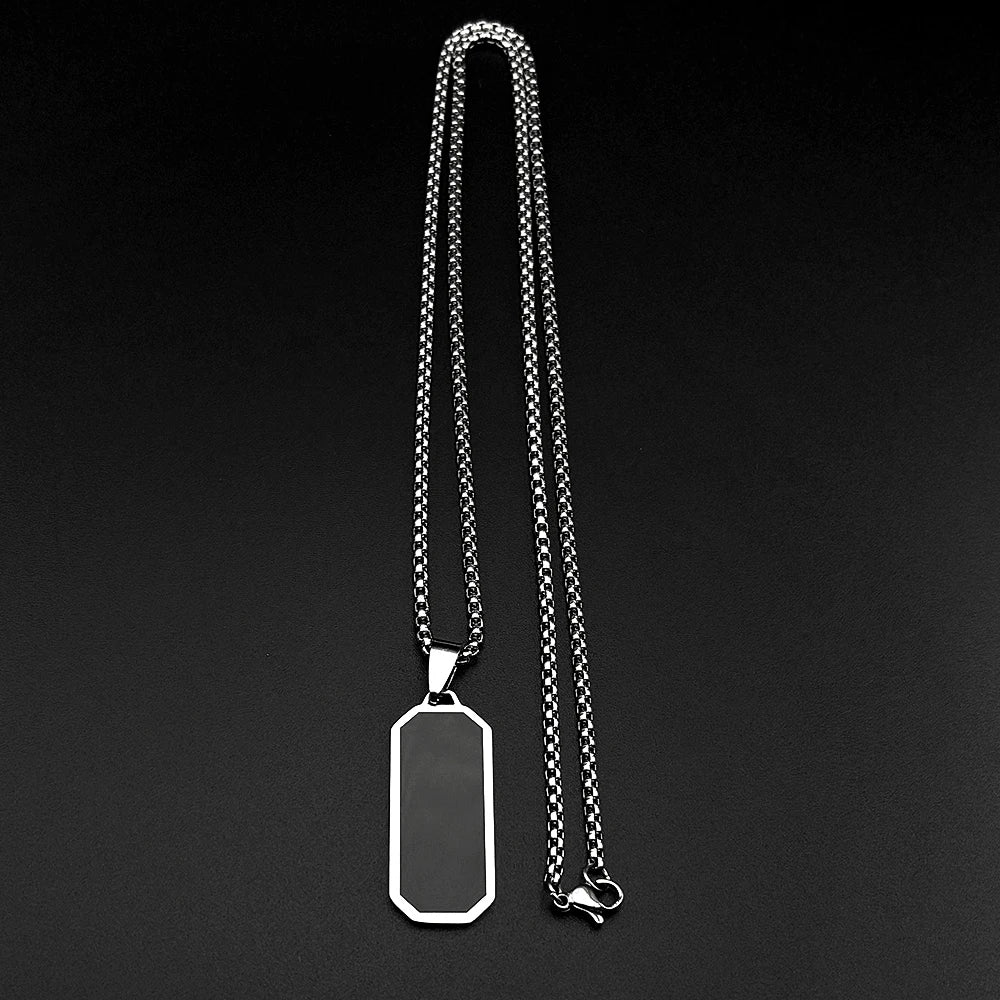 Minimal Dog Tag Pendant Necklace — Black