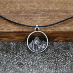 Nostalgia Climber Camping Jewelry Mountain Charm Round Pendant Necklace For Men Women Gift