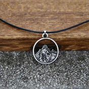 Mountain Climber Camping Charm Necklace — Silver-Tone, Zinc Alloy