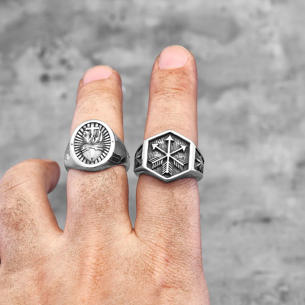 Arrow of Eros Stainless Steel Mens Rings Unique Charm Punk for Couple Male Boyfriend Biker Jewelry Creativity Gift