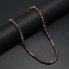 Vintage Bohemian Summer Jewelry Ethnic Style Jewelry Brown Coconut Shell Wood Beads Natural Stone Necklace Men's Jewelry