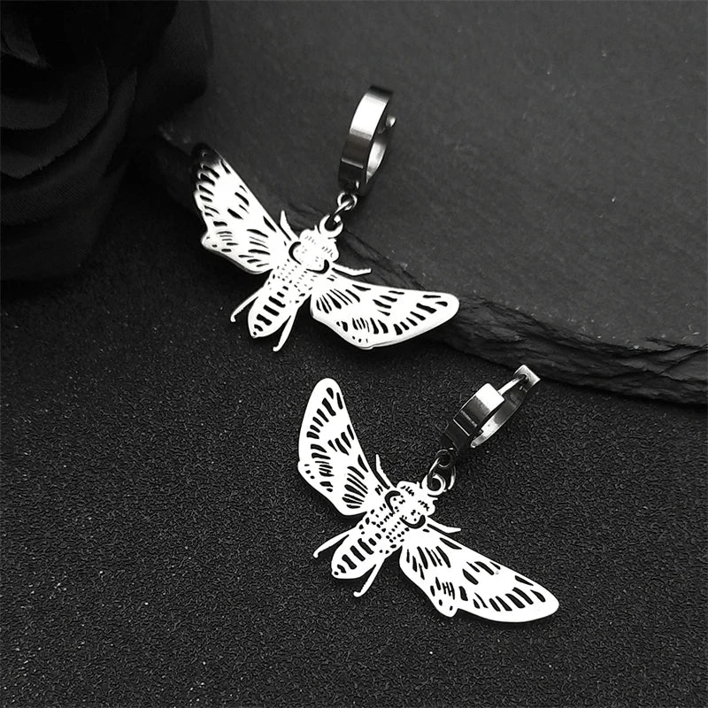 Bee Silver Earrings Vintage Hoop Flying Insect
