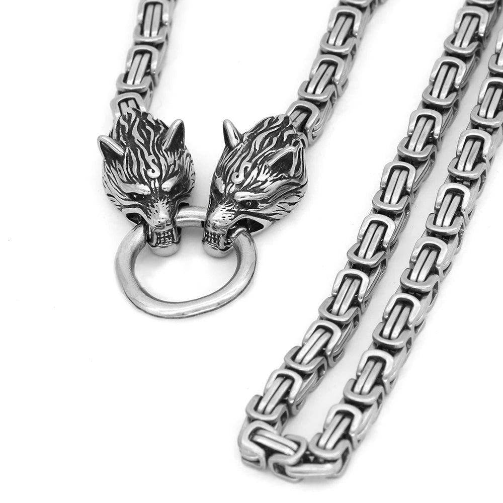Viking Wolf Stainless Steel Pendant Necklace