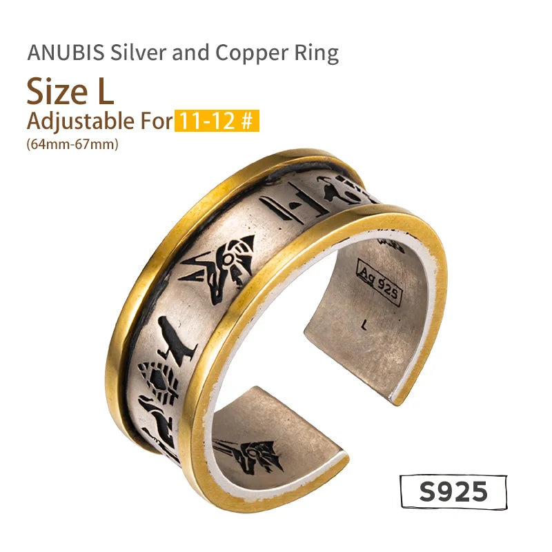 Anubis Symbol Obelisk Totem Ring for Men — Silver-Tone
