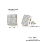 Iced Out Round Square Stud Earrings — Gold