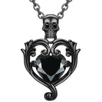 Iced Out Skull Black Pendant Necklace