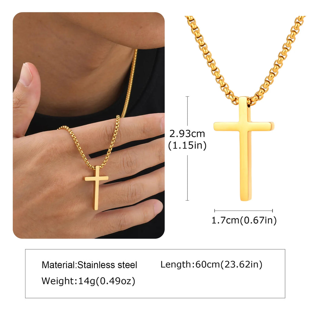 Two-Tone Cross Pendant Necklace — Stainless Steel