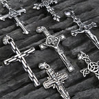 Fashion 316L Stainless Steel Christian Cross Necklace For Men Women Hip Hop Cool Religious Charm Pendant Punk Jewelry