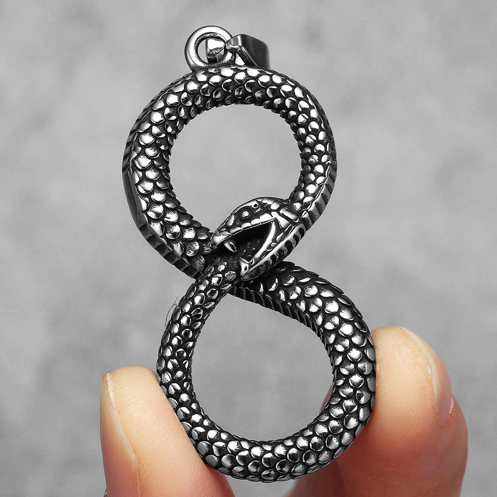 Ouroboros Eight Snake Men Necklaces with Pendant Stainless Steel Jewelry for Male Women Punk Hip Hop Accessories Gifts