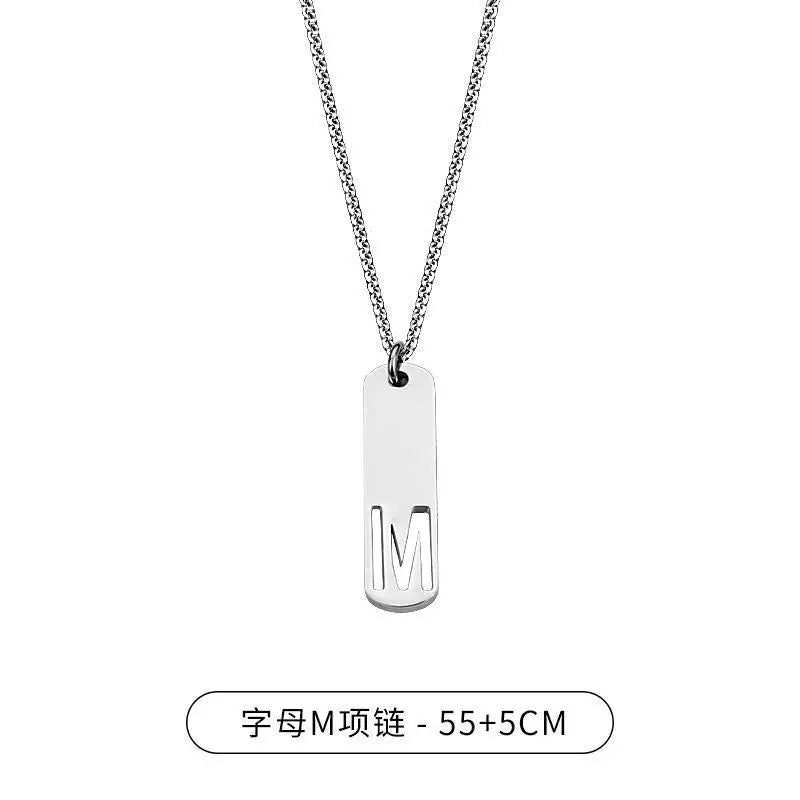 Steel Pendant Letter Rectangle Tags Initial