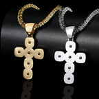 Iced Out Tennis Cross Pendant Necklace