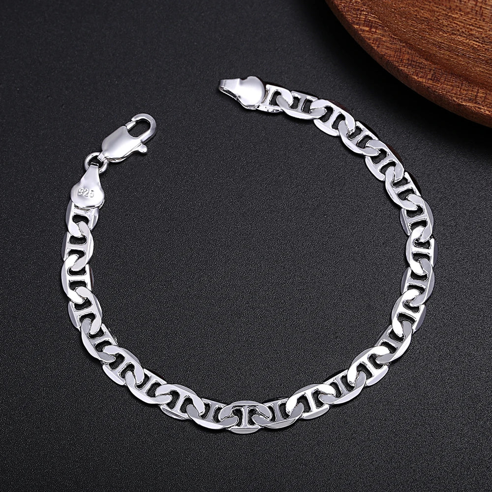 New charms Silver creative 6MM chain Necklace Bracelet for Women Men niche Jewelry set fashion Wedding Accessories