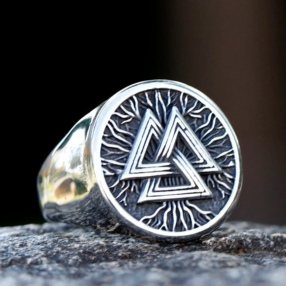 2023 New Fashion 316L Stainless Steel Viking Valknut Ring Amulet For Man Free Shipping