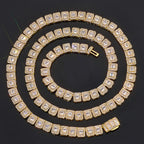 Tennis Chain Necklace Stainless Steel 7.5MM Cluster
