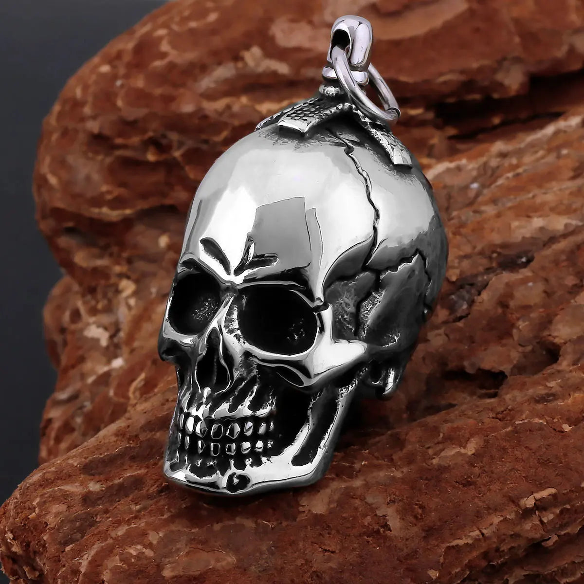 Viking Ghost Skull Pendant Necklace — Stainless
