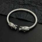 Wolf Head Wire Bracelet — Gold & Silver Color, Stainless Steel