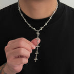 Silver Color Y Shaped Cross Tassel Necklace for Men Women Fashion Hip Hop Punk Style Long Clavicle Chain Party Jewelry Gifts