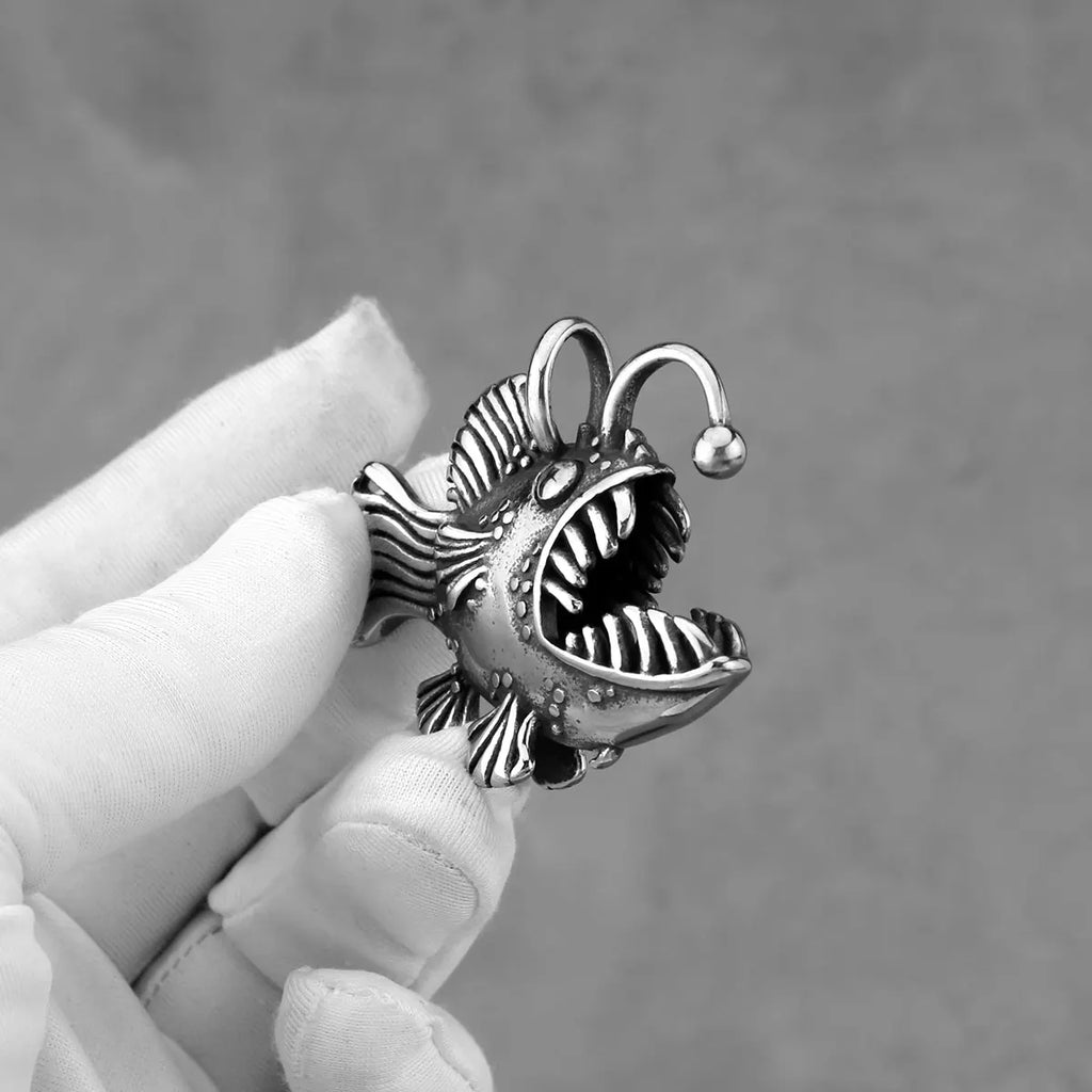 Creative Design Anglerfish Stainless Steel Pendant Necklace Men Women Personalty Imitation Animal