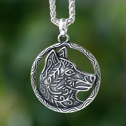 Viking Wolf Stainless Steel Pendant Necklace