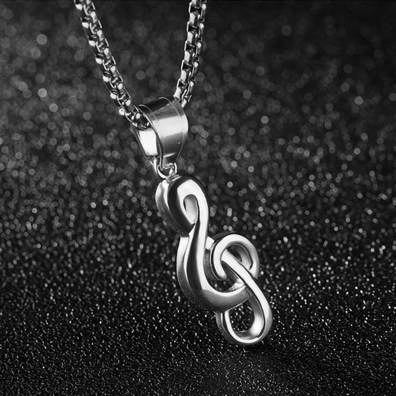 Gold Music Notation Box Chain Pendant Necklace