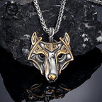Punk Vikings Celtic Wolf Necklaces Mens Norse Mythology Odin Rune Stainless Steel Animal Pendant Amulet Never Fade Male Jewelry