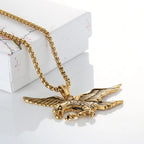 Gold Eagle Pendant Necklace Stainless Steel
