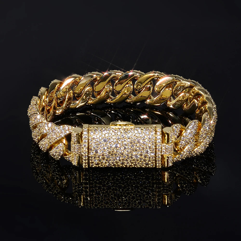 Iced Out Cuban Bracelet Stainless Steel 14MM