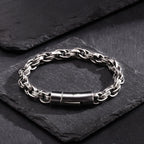 Chunky Twisted Chain Bracelets for Men Boys,Stainless Steel Antique Grey Wristband,Rock Punk Jewelry Gifts