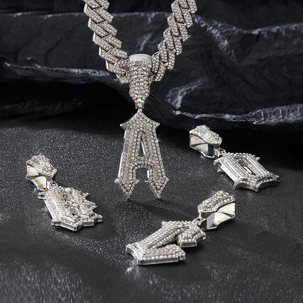 Fashion Shining A-Z Letter Pendant Zircon Inlaid Charm Necklace 26 Initial Alphabet Name Clavicle Chain Party Jewelry Gift