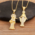 Iced Out Virgin Mary Pendant Necklace