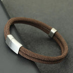 Fashion Men Bracelet Stainless Steel Magent Buckle Wrap Braclet Bangle Pulseria Hombre Beach Nautical Rope Braslet