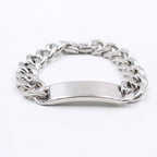 Heavy Curb Chain ID Bracelet 15mm Wide Smooth — Stainless Steel