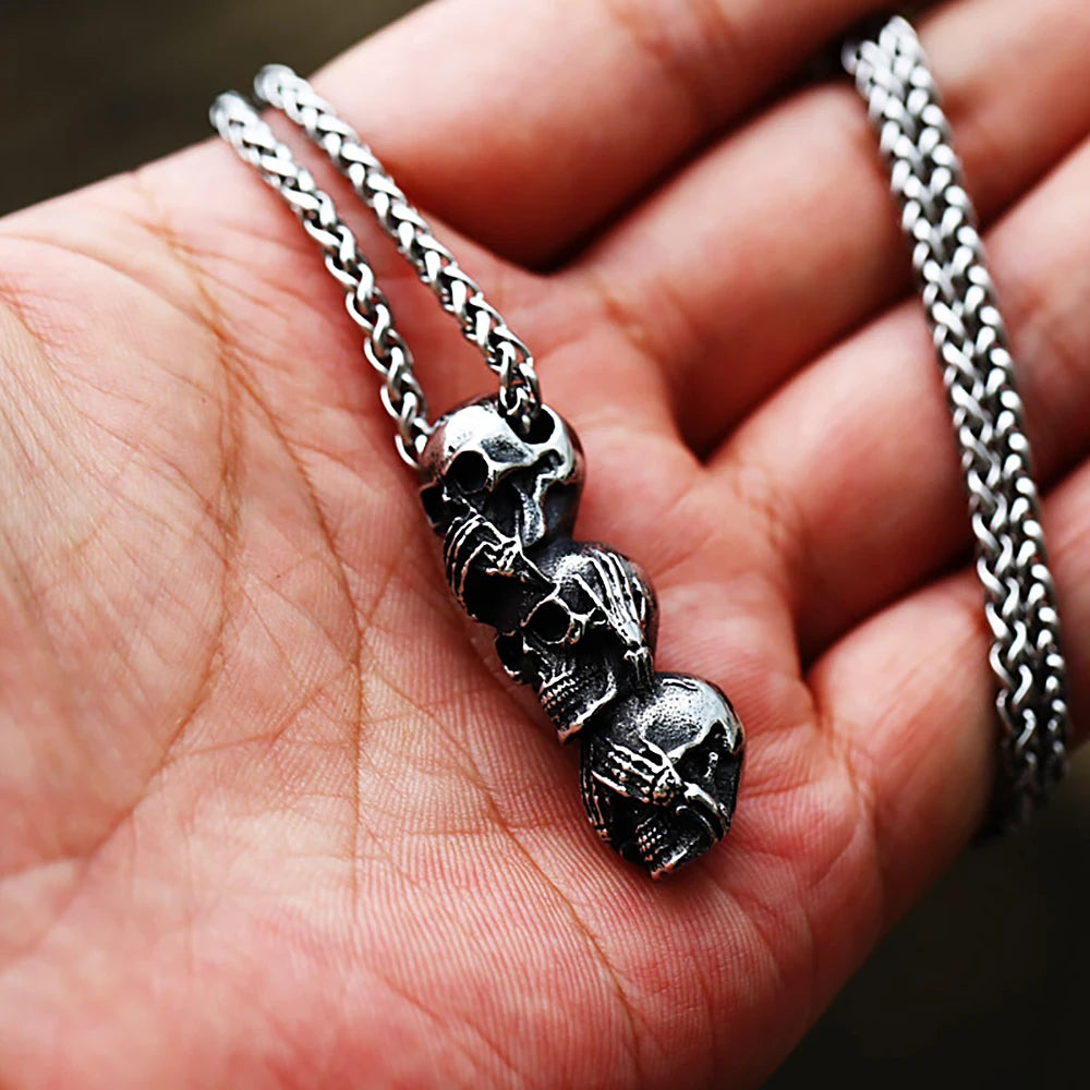 Gothic Skull Stainless Steel Pendant Necklace