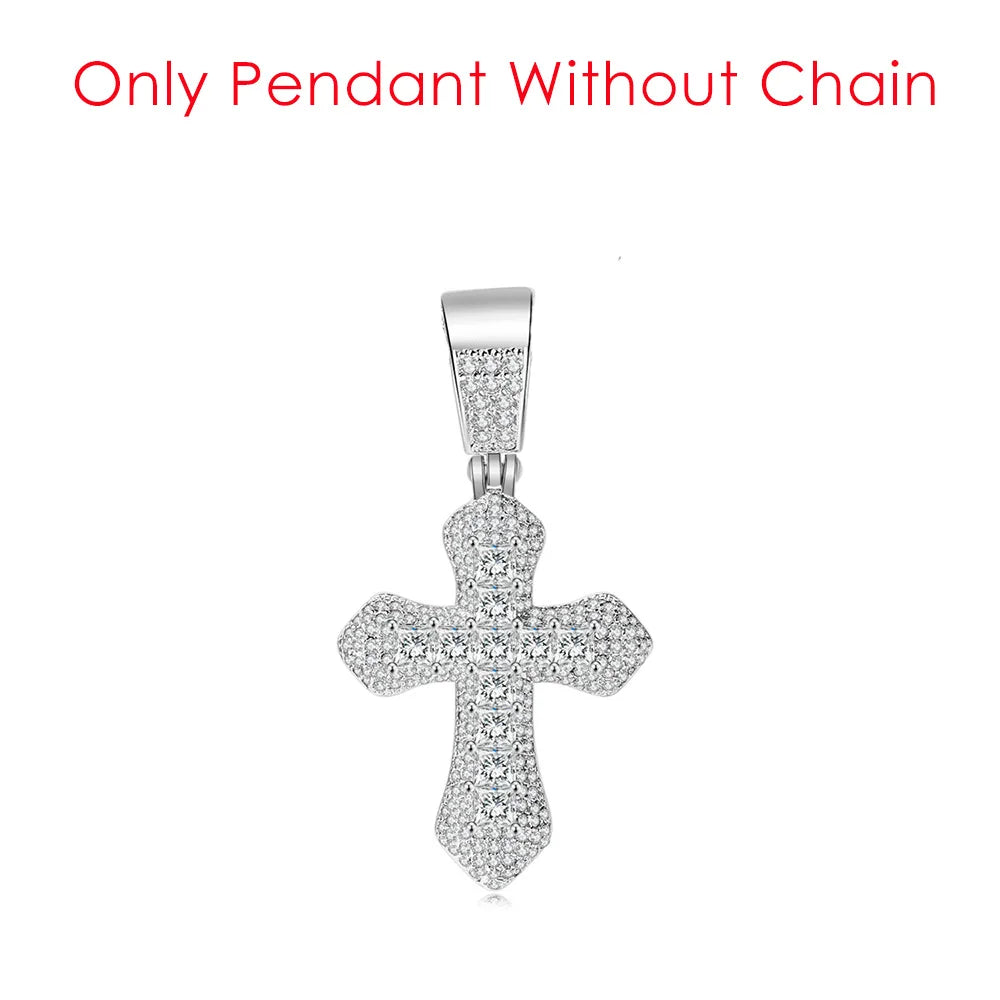 Cross Pendant Rope Chain Necklace Iced Out