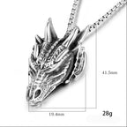 Silver Dragon Head Pendant Necklace Stainless Steel