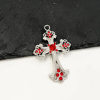 Iced Out Catholic Cross Silver Pendant Necklace