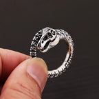 Buyee 925 Sterling Silver Dinosaur Bone Ring Bold Large Statement Ring for Men Women Fashion Unique Fine Fashion