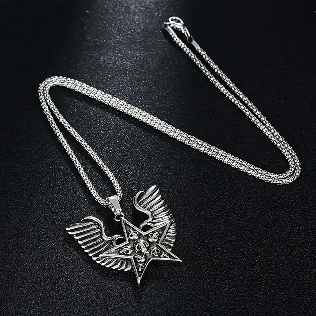 Star Skeleton Wing Pendant Necklace — Gothic