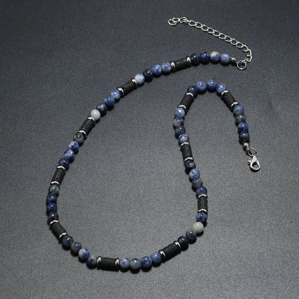Bohemian Natural Stone Beaded Necklace, Minimalist Design