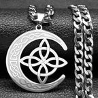 Celtic Moon Pendant Necklace — Stainless Steel
