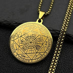 Seven Archangels Sigil Medal Angel Pendant Necklace for Women Men Stainless Steel Seal of Solomon Christian Amulet