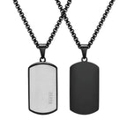 Vnox Stylish Black Dog Tag Necklaces for Men Women with Cubic Zirconia Stone, Stainless Steel Square Pendant Collar Gift
