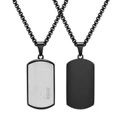 Stainless Steel Iced CZ Dog Tag Pendant Necklace