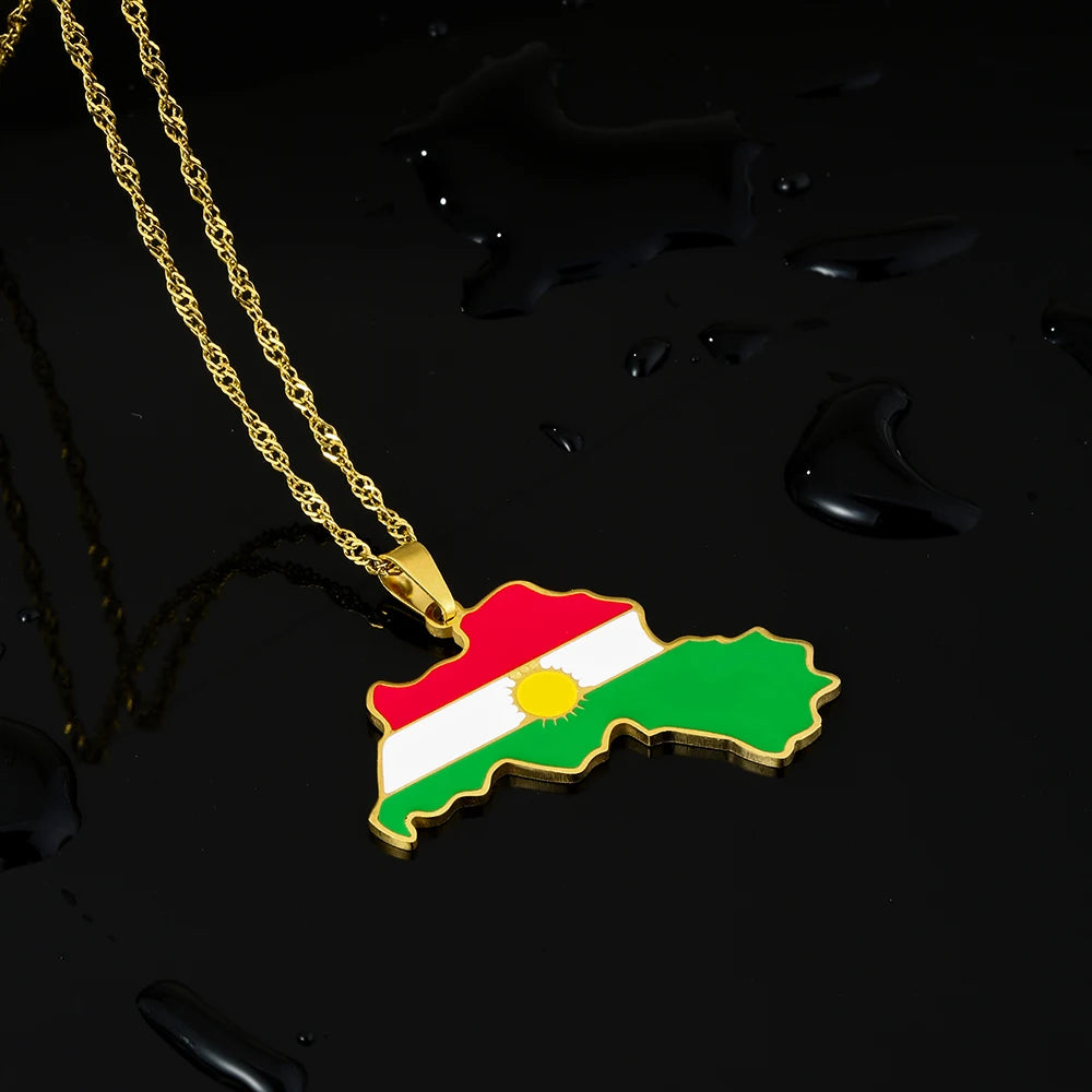 Kurdistan Map Pendant Necklace — Stainless Steel